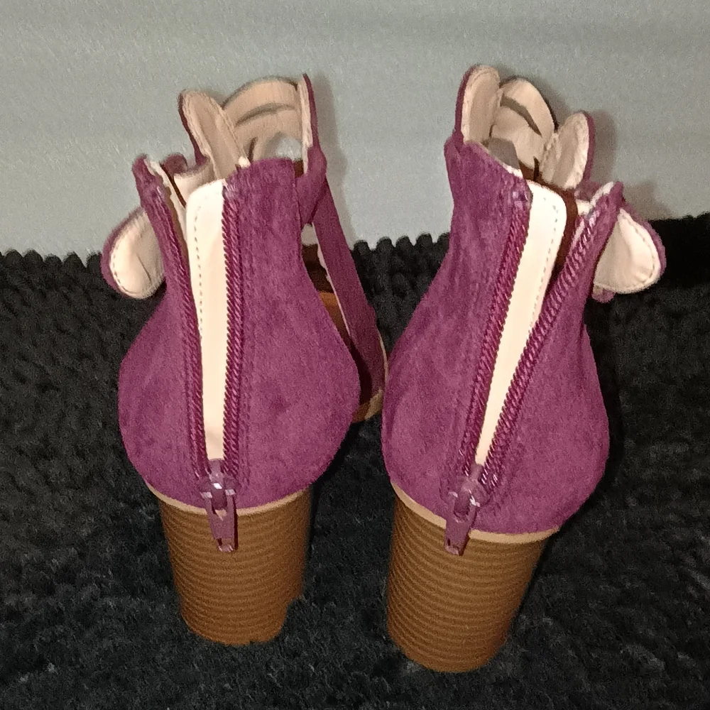 Liyuandian Woman's Platform Open Toe Elegant Burgundy Women's Heels Size 8.5 - Picture 10 of 14